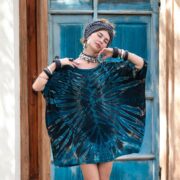 Handmade Tie-Dye Cotton Caftan Dress: Plus Size Boho Tunic Top - Celestia - Image 10
