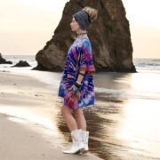 Plus Size Tie-Dye Caftan: Handmade Cotton Boho Tunic Top - Celestia - Image 2