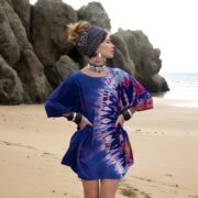 Plus Size Tie-Dye Caftan: Handmade Cotton Boho Tunic Top - Celestia - Image 4