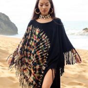 Handmade Tie-Dye Fringe Tunic: Plus Size Boho Cotton Kaftan - Arlo - Image 10