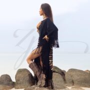Handmade Tie-Dye Fringe Tunic: Plus Size Boho Cotton Kaftan - Arlo - Image 2
