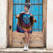 Plus Size Tie-Dye Caftan Dress: Handmade Boho Cotton Tunic - Mystic Heartburst - Celestia - Image 5