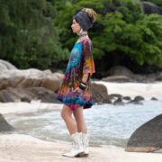 Plus Size Tie-Dye Caftan Dress: Handmade Boho Cotton Tunic - Mystic Heartburst - Celestia - Image 9