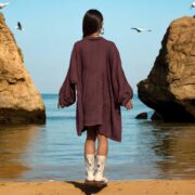 Plus Size Crinkle Cotton Babydoll Dress: Boho Tunic Top with Pockets - Bellina - Image 6