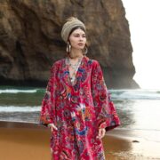 Floral Velvet Kimono Duster: Boho Chic Cotton Jacket - Mai - Image 4