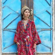 Floral Velvet Kimono Duster: Boho Chic Cotton Jacket - Mai - Image 6