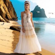 Ruffled Bohemian Wedding Gown: Raw Cotton Maxi Dress - Valentina