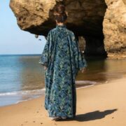 Plus Size Velvet Kimono Robe: Boho Floral Duster Coat, Bridal Wrap - Mai - Image 3