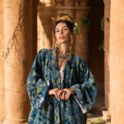 Plus Size Velvet Kimono Robe: Boho Floral Duster Coat, Bridal Wrap - Mai - Image 6