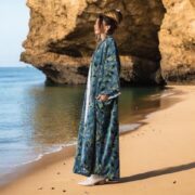 Plus Size Velvet Kimono Robe: Boho Floral Duster Coat, Bridal Wrap - Mai - Image 2