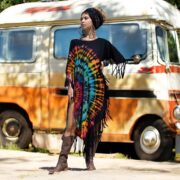 Handmade Tie-dye Cotton Tunic Dress: Boho Fringe Cover-Up - Arlo - Image 5