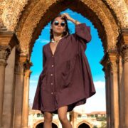 Plus Size Crinkle Cotton Babydoll Dress: Boho Tunic Top with Pockets - Bellina - Image 10