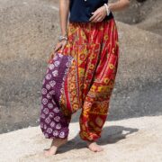 Reversible Kantha Quilted Harem Pants: Boho Festival Lounge Wear - Spiritu - Image 4