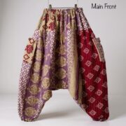Reversible Kantha Quilted Harem Pants: Boho Festival Lounge Wear - Spiritu - Image 7