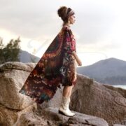 Hand-Dyed Tie-Dye Cotton Tunic Dress: Boho Peace Mandala Caftan with Pockets - Cleo - Image 2