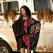 Plus Size Tie-Dye Kimono Mini Dress: Obsidian Bloom Cotton Tunic - Kumo - Image 7