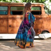 Handmade Tie-Dye Kimono Robe: Cotton Boho Duster, Plus Size Beach Cover-Up - Aurora - Image 10