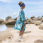 Plus Size Boho Tie Dye Caftan: Handmade Cotton Tunic Dress - Ninive - Image 2