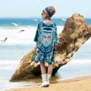 Plus Size Boho Tie Dye Caftan: Handmade Cotton Tunic Dress - Ninive - Image 10