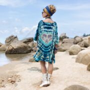 Plus Size Boho Tie Dye Caftan: Handmade Cotton Tunic Dress - Ninive - Image 3