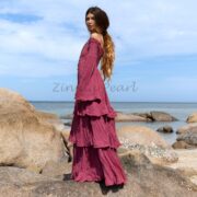 Boho Wedding Dress: Off-Shoulder Cotton Maxi Dress with Tiered Skirt - Lucia - Image 2