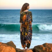 Handmade Plus Size Tie-Dye Jumpsuit: Golden Ochre Cotton Romper - Sadie - Image 9