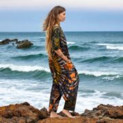 Handmade Plus Size Tie-Dye Jumpsuit: Golden Ochre Cotton Romper - Sadie - Image 8