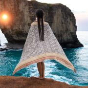 Boho Cotton Sarong Wrap: Hand-Printed Block Print with Gold Foil - Bichi - Image 9