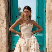 Bohemian Strapless Gown | Savanna Raw Cotton Dress by ZinniaPearl - Image 8