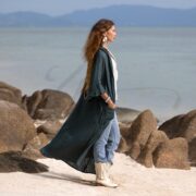 Handmade Gauze Cotton Kimono Duster: Boho Robe - Tan - Willow - Image 8