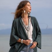 Boho Cotton Gauze Kimono Duster: Handmade Willow Robe - Plus Size Beach Cover Up - Image 4