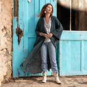 Boho Cotton Gauze Kimono Duster: Handmade Willow Robe - Plus Size Beach Cover Up - Image 5