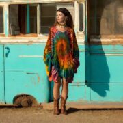 Plus Size Tie-Dye Tunic Dress: Cotton Kimono Mini with Pockets - Kumo - Image 5