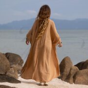 Boho Cotton Gauze Kimono Duster: Handmade Willow Robe - Plus Size Beach Cover Up - Image 9