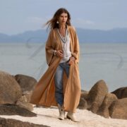 Handmade Gauze Cotton Kimono Duster: Boho Robe - Tan - Willow