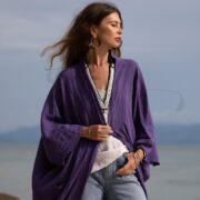 Boho Cotton Gauze Kimono Duster: Willow Robe - Mulberry, Amethyst - Image 10