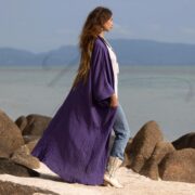 Boho Cotton Gauze Kimono Duster: Willow Robe - Mulberry, Amethyst - Image 2
