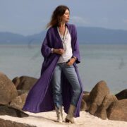 Boho Cotton Gauze Kimono Duster: Willow Robe - Mulberry, Amethyst - Image 7