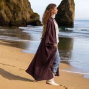 Boho Cotton Gauze Kimono Duster: Willow Robe - Mulberry, Amethyst - Image 6