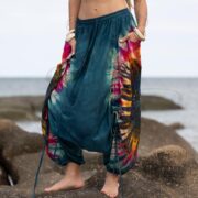 Tie Dye Harem Pants: Boho Cotton Festival Trousers, Plus Size - Vibra - Image 4