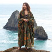 Autumn Garden Velvet Kimono Robe: Plus Size Boho Duster with Pockets - Harper Jade - Image 8