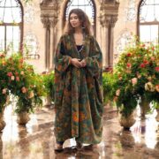 Autumn Garden Velvet Kimono Robe: Plus Size Boho Duster with Pockets - Harper Jade - Image 7