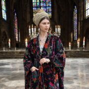 Plus Size Velvet Kimono Duster: Midnight Flora Boho Robe - Harper Jade - Image 6