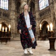 Plus Size Velvet Kimono Duster: Midnight Flora Boho Robe - Harper Jade - Image 5