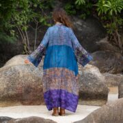 MAI Vintage Silk Kimono Duster – Gypsy Rainfall Boho Patchwork Robe | Upcycled Festival Jacket, Beach Cover-Up & Artistic Gift for Her - Image 3