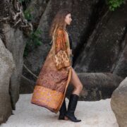 Vintage Silk Kimono Duster: Upcycled Boho Patchwork Robe-Mai - Image 2