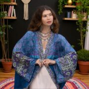 MAI Vintage Silk Kimono Duster – Gypsy Rainfall Boho Patchwork Robe | Upcycled Festival Jacket, Beach Cover-Up & Artistic Gift for Her - Image 8