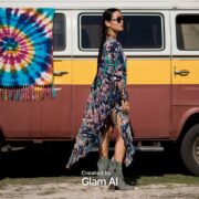 Plus Size Tie-Dye Fringe Tunic Dress: Boho Festival Kaftan - Arlo - Image 6