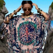 Plus Size Tie-Dye Fringe Tunic Dress: Boho Festival Kaftan - Arlo - Image 4