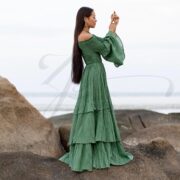 Boho Wedding Dress: Elderfern Green Cotton Off-Shoulder Gown - Lucia - Image 2